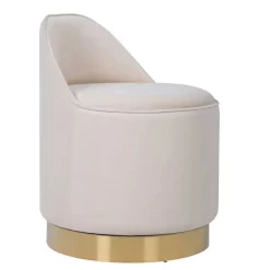 Wohnen Barhocker*Drehbarer Hocker in Cremeweiß Samt - Yaderra