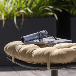 Wohnen Rattanmöbel*Drehbarer Hocker mit Tellerfuß in Schwarz - Zavamanco