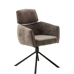 Wohnen Schwarze Möbel|Braune Möbel*Drehbarer Küchenstuhl mit Armlehnen - Ishi (2er Set)