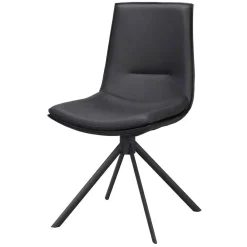 Wohnen Drehbarer Lederstuhl in Schwarz - Partida (2er Set)