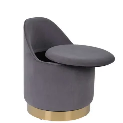 Wohnen Drehbarer Polsterhocker in Grau und Gold - Riety