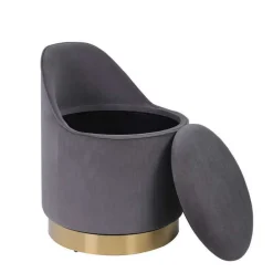 Wohnen Drehbarer Polsterhocker in Grau und Gold - Riety