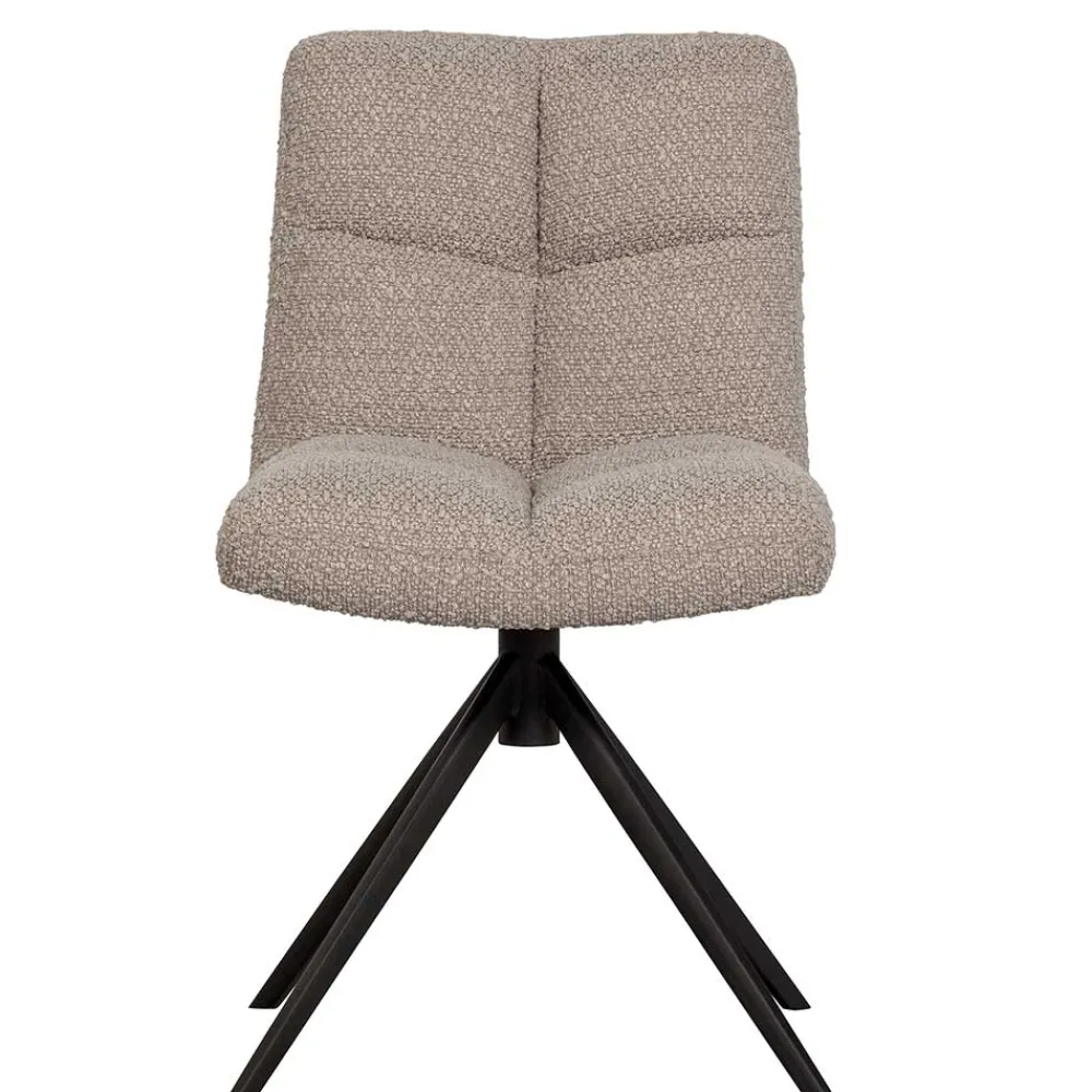 Wohnen Drehbarer Polsterstuhl aus Boucle Stoff in Beige - Magan