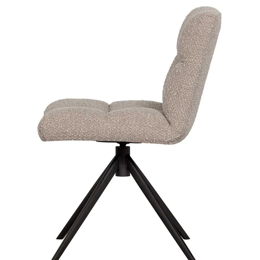 Wohnen Drehbarer Polsterstuhl aus Boucle Stoff in Beige - Magan