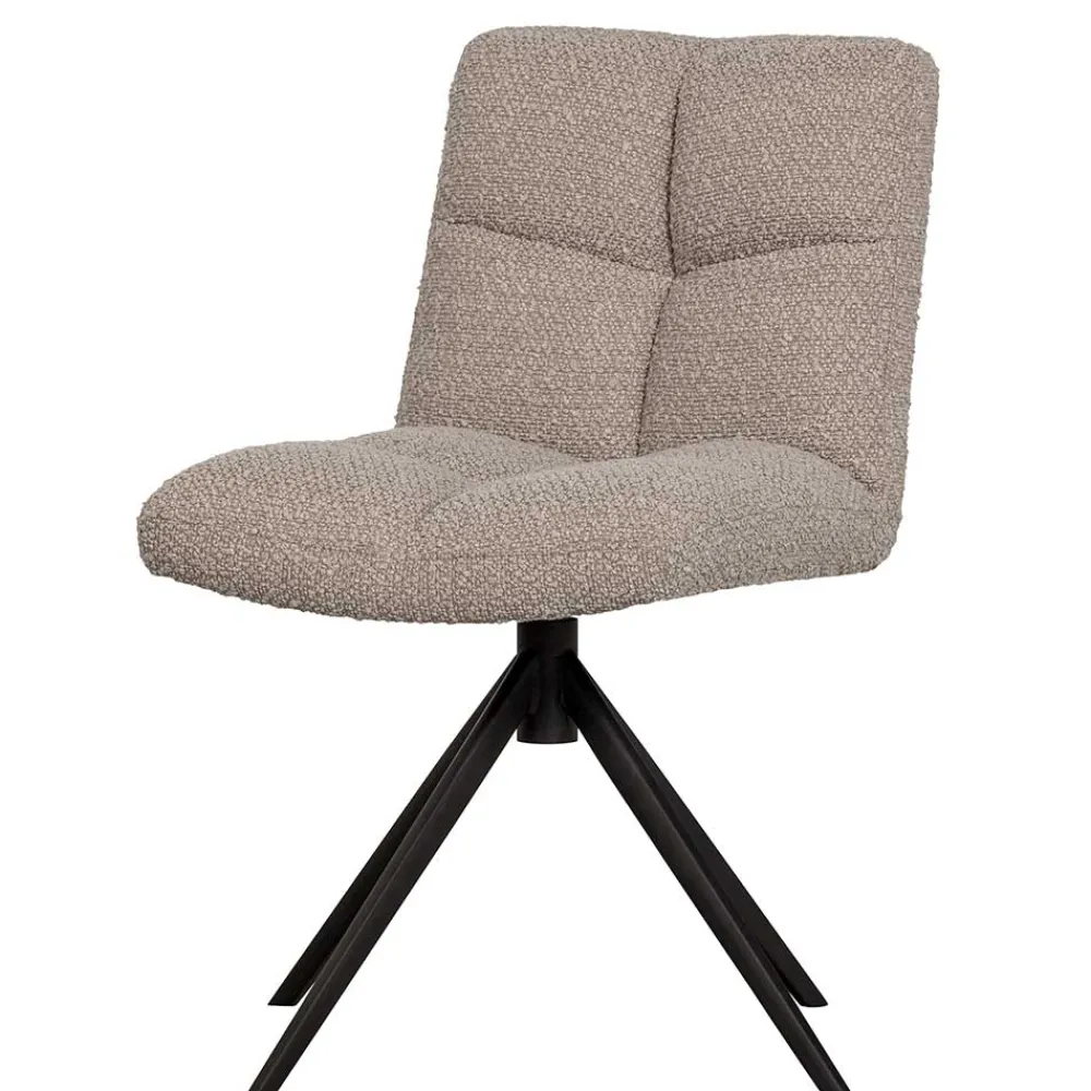 Wohnen Drehbarer Polsterstuhl aus Boucle Stoff in Beige - Magan