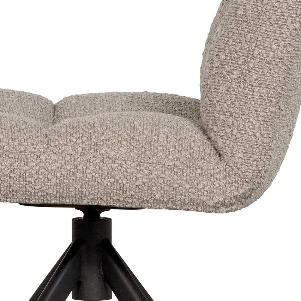 Wohnen Drehbarer Polsterstuhl aus Boucle Stoff in Beige - Magan