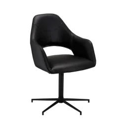 Wohnen Drehbarer Retro Armlehnenstuhl in Schwarz - Lugon (2er Set)