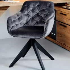 Wohnen Drehbarer Samt Armlehnenstuhl in Grau - Ellen