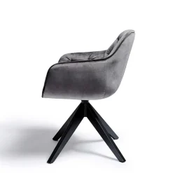 Wohnen Drehbarer Samt Armlehnenstuhl in Grau - Ellen