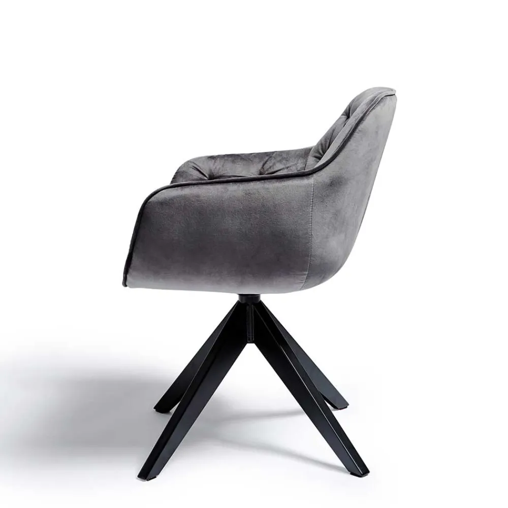 Wohnen Drehbarer Samt Armlehnenstuhl in Grau - Ellen