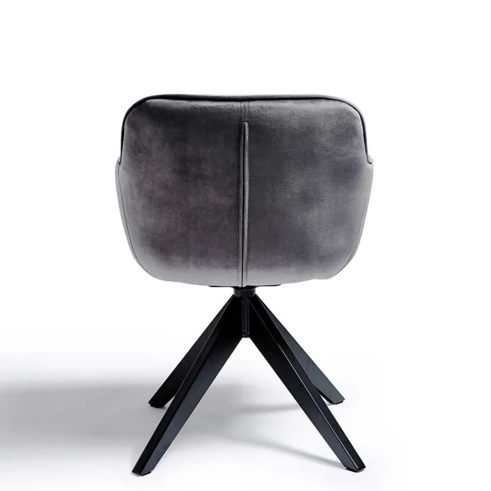 Wohnen Drehbarer Samt Armlehnenstuhl in Grau - Ellen