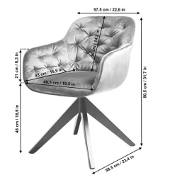 Wohnen Drehbarer Samt Armlehnenstuhl in Grau - Ellen