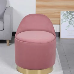 Wohnen Drehbarer Samt Polsterhocker in Altrosa mit Gold - Fanandro