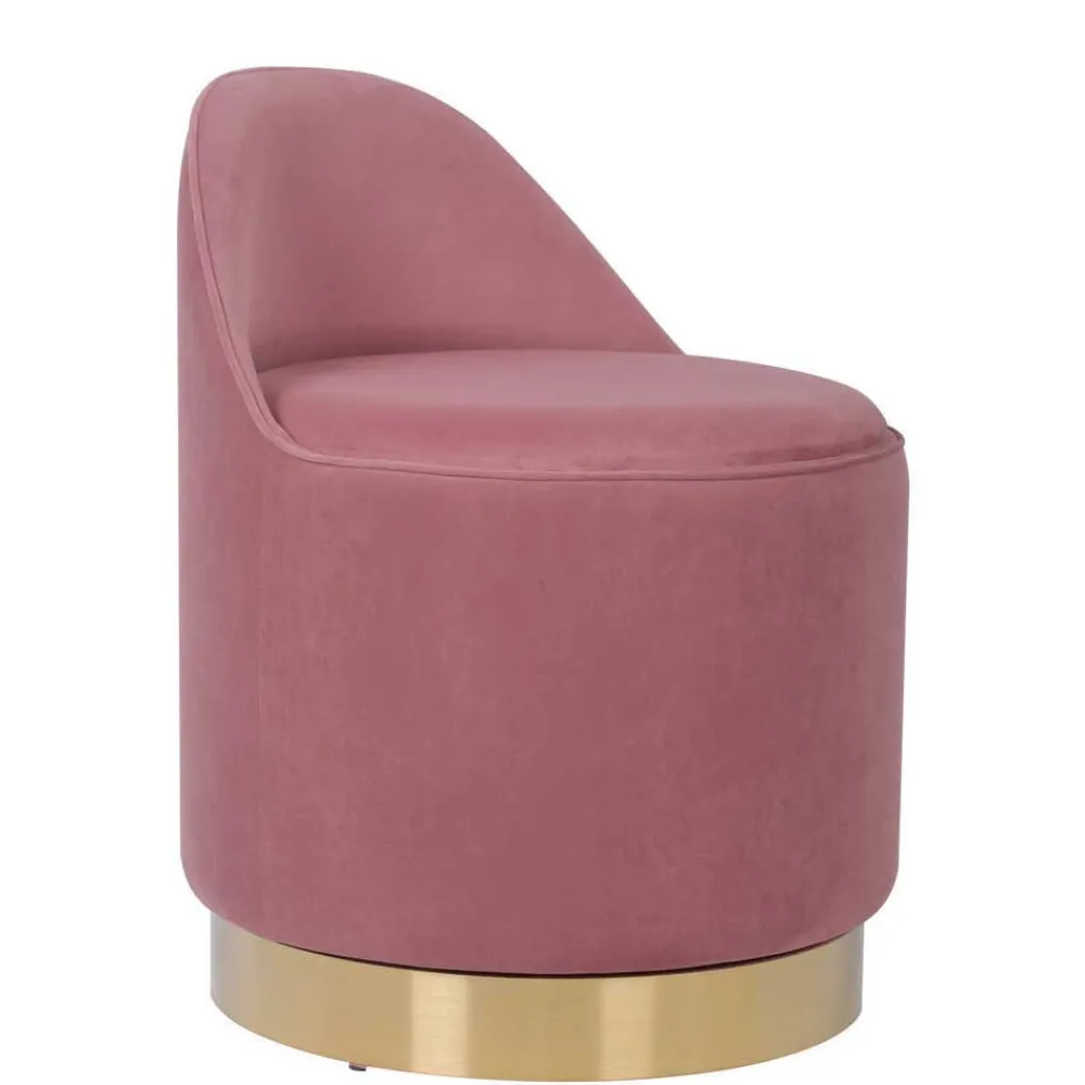 Wohnen Drehbarer Samt Polsterhocker in Altrosa mit Gold - Fanandro