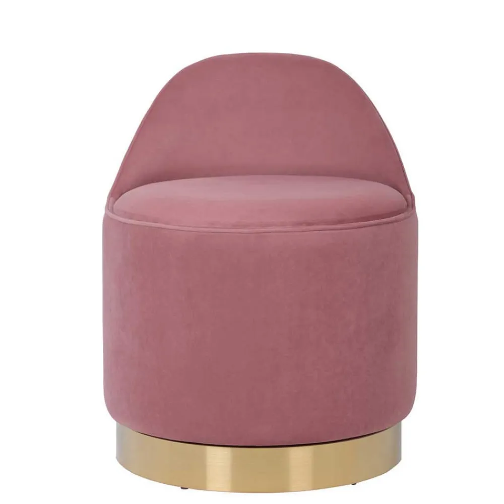Wohnen Drehbarer Samt Polsterhocker in Altrosa mit Gold - Fanandro