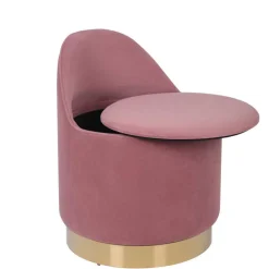 Wohnen Drehbarer Samt Polsterhocker in Altrosa mit Gold - Fanandro