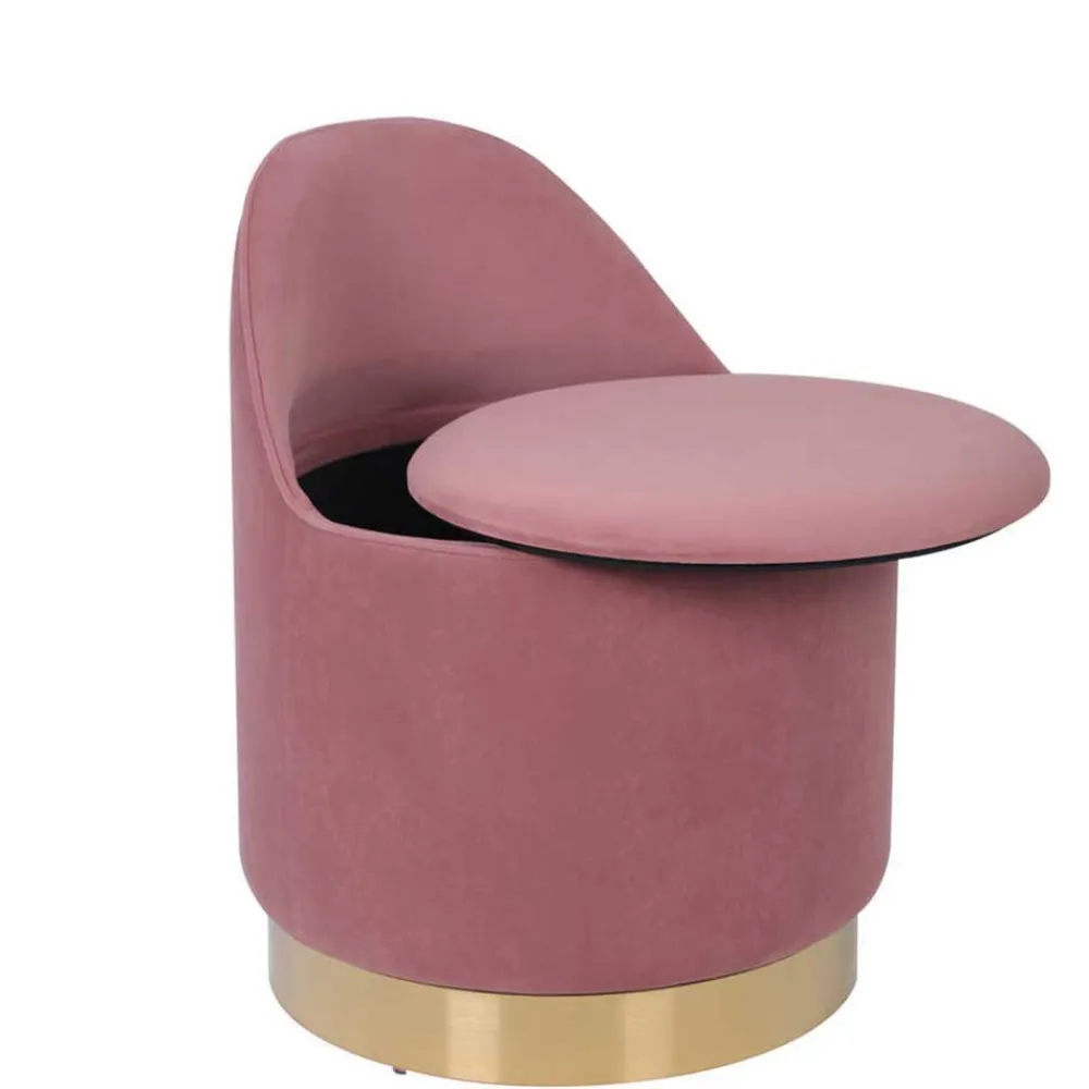 Wohnen Drehbarer Samt Polsterhocker in Altrosa mit Gold - Fanandro