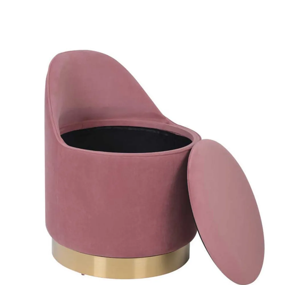 Wohnen Drehbarer Samt Polsterhocker in Altrosa mit Gold - Fanandro