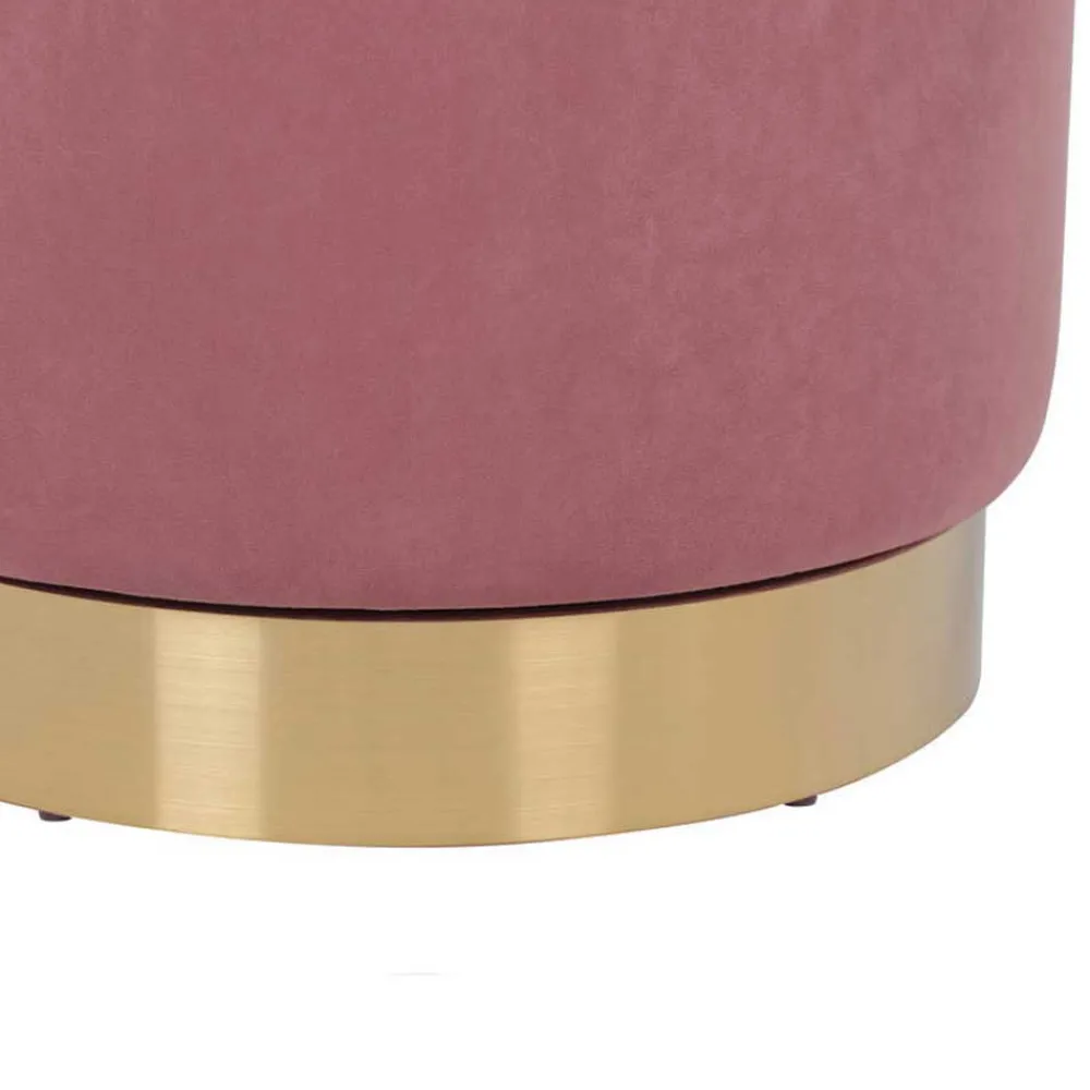 Wohnen Drehbarer Samt Polsterhocker in Altrosa mit Gold - Fanandro