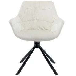 Wohnen Drehbarer Samtstuhl mit Armlehnen in Creme - Zerettan