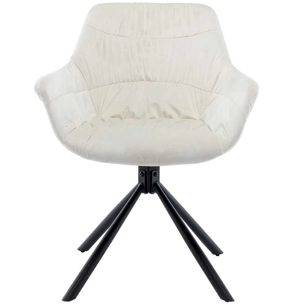 Wohnen Drehbarer Samtstuhl mit Armlehnen in Creme - Zerettan