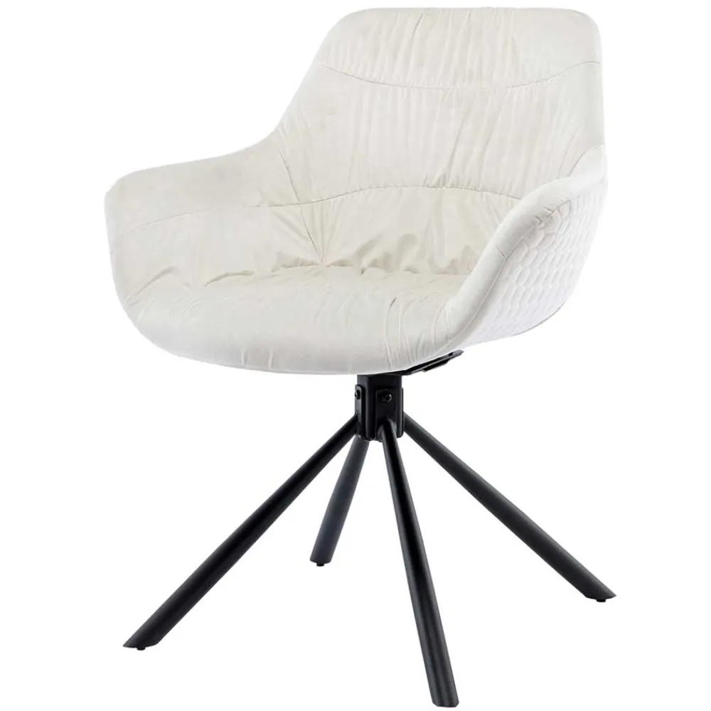 Wohnen Drehbarer Samtstuhl mit Armlehnen in Creme - Zerettan