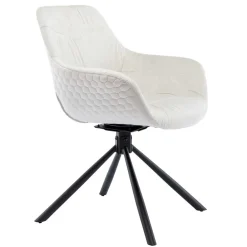 Wohnen Drehbarer Samtstuhl mit Armlehnen in Creme - Zerettan