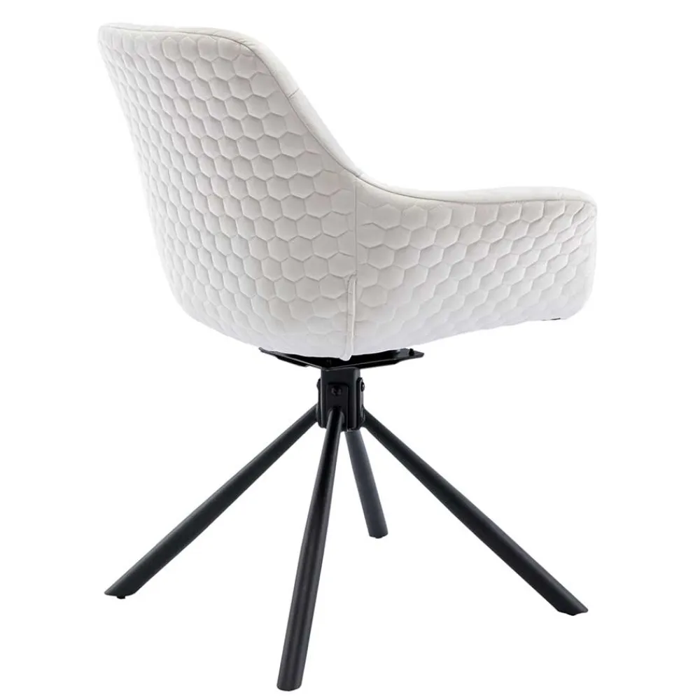 Wohnen Drehbarer Samtstuhl mit Armlehnen in Creme - Zerettan