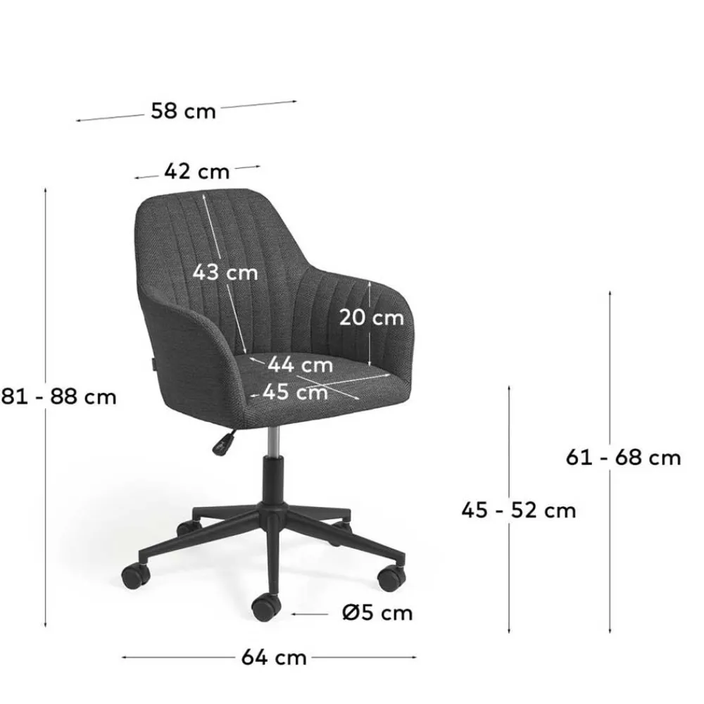 Wohnen Bürostühle*Drehbarer Schreibtischstuhl mit Armlehnen in Grau - Vindo