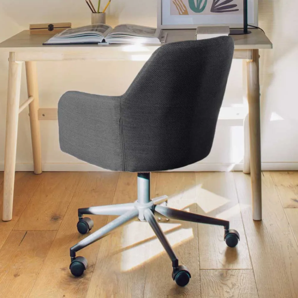 Wohnen Bürostühle*Drehbarer Schreibtischstuhl mit Armlehnen in Grau - Vindo