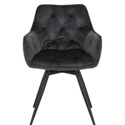 Wohnen Designermöbel*Drehbarer Stuhl in Anthrazit Velours - Ernestan (2er Set)