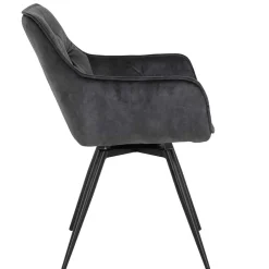 Wohnen Designermöbel*Drehbarer Stuhl in Anthrazit Velours - Ernestan (2er Set)