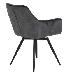 Wohnen Designermöbel*Drehbarer Stuhl in Anthrazit Velours - Ernestan (2er Set)