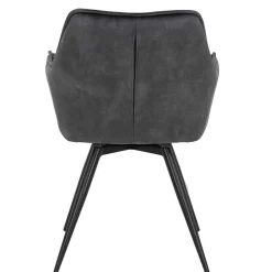 Wohnen Designermöbel*Drehbarer Stuhl in Anthrazit Velours - Ernestan (2er Set)