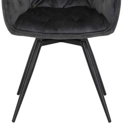 Wohnen Designermöbel*Drehbarer Stuhl in Anthrazit Velours - Ernestan (2er Set)