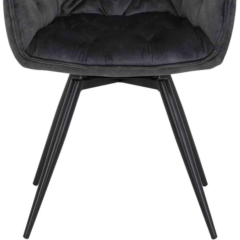 Wohnen Designermöbel*Drehbarer Stuhl in Anthrazit Velours - Ernestan (2er Set)