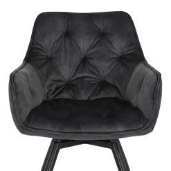 Wohnen Designermöbel*Drehbarer Stuhl in Anthrazit Velours - Ernestan (2er Set)
