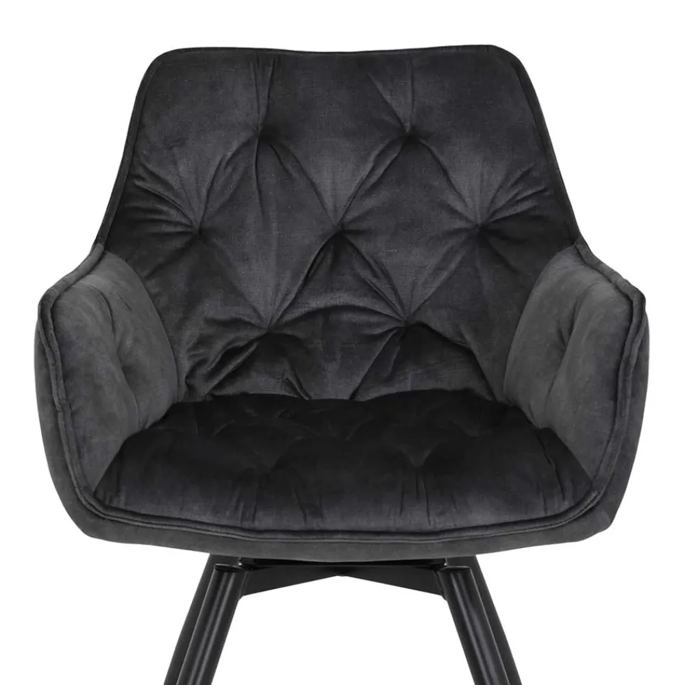 Wohnen Designermöbel*Drehbarer Stuhl in Anthrazit Velours - Ernestan (2er Set)