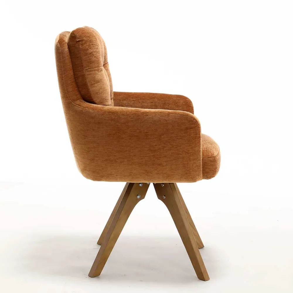 Wohnen Drehbarer Tischsessel in Ockergelb - Manu (2er Set)