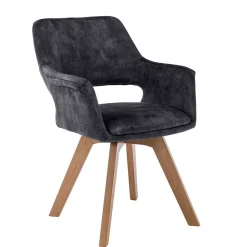 Wohnen Küchenstühle|Esszimmerstühle*Drehbarer Tischsessel in Anthrazit Samt - Kanton (2er Set)