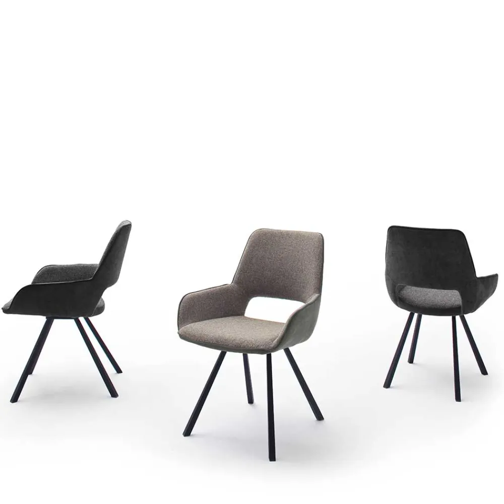 Wohnen Drehbarer Tischsessel in hellem Grau - Kiano (2er Set)