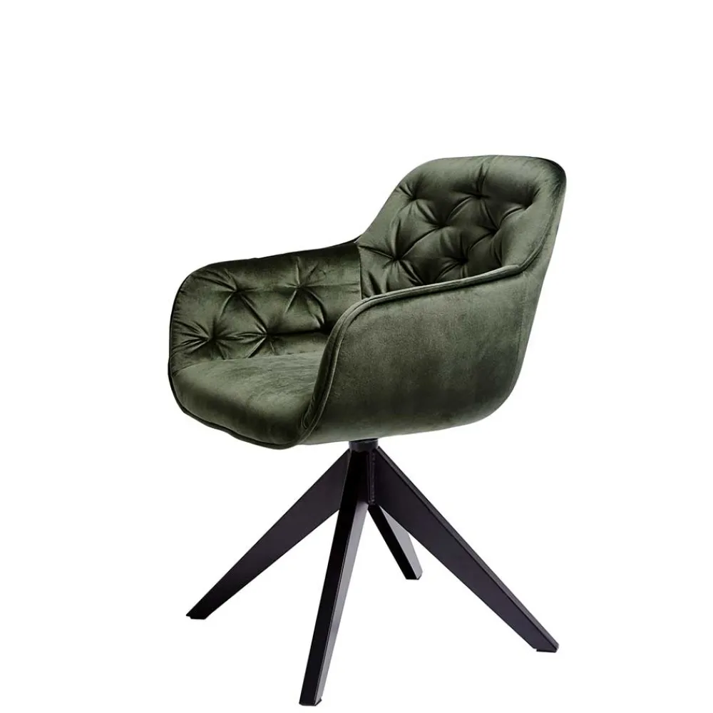 Wohnen Küchenstühle|Esszimmerstühle*Drehbarer Tischsessel in Dunkelgrün Samt - Niabelda