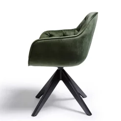 Wohnen Küchenstühle|Esszimmerstühle*Drehbarer Tischsessel in Dunkelgrün Samt - Niabelda