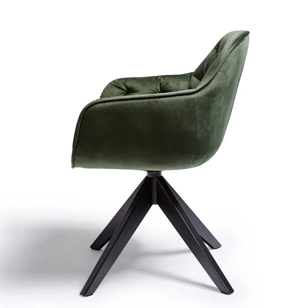 Wohnen Küchenstühle|Esszimmerstühle*Drehbarer Tischsessel in Dunkelgrün Samt - Niabelda