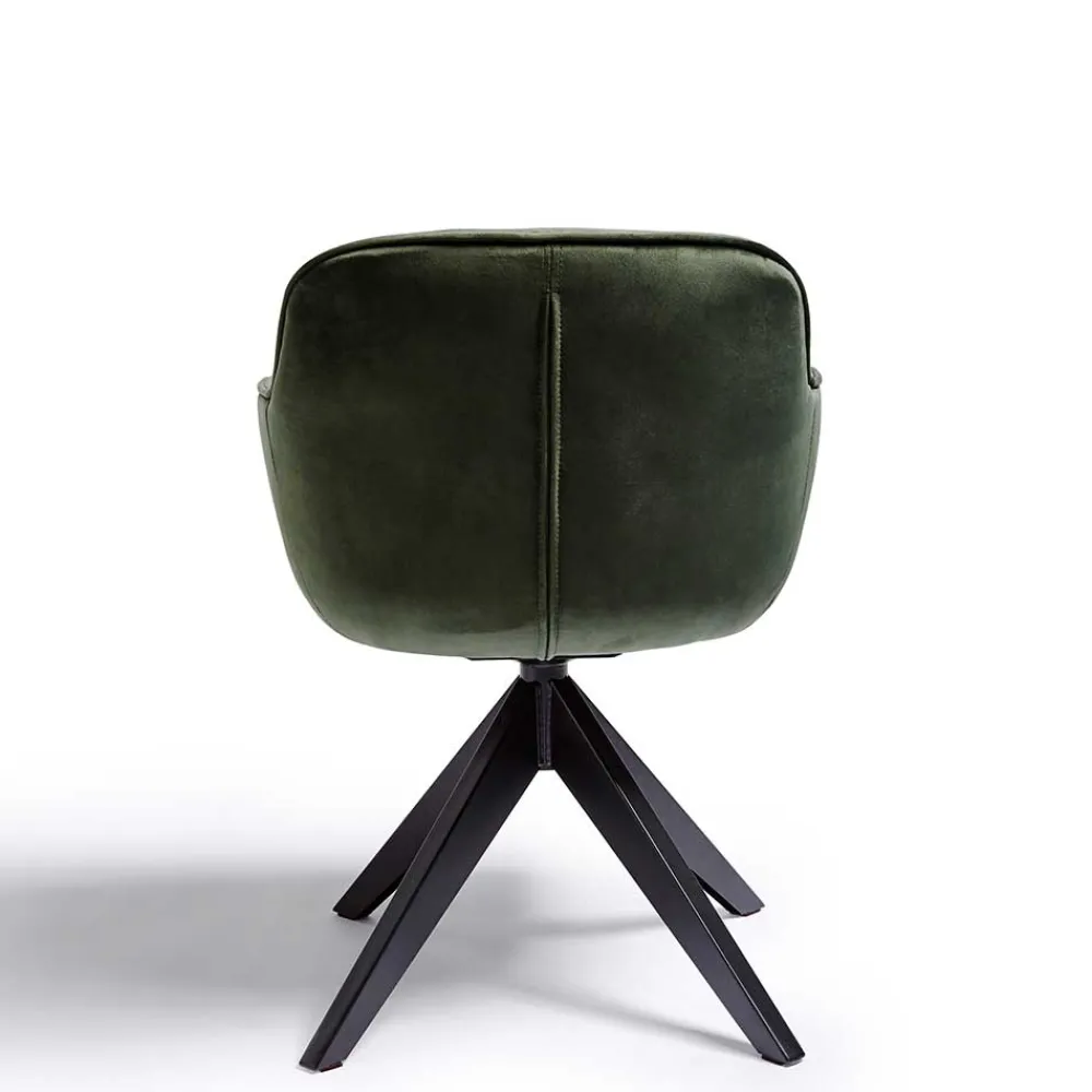 Wohnen Küchenstühle|Esszimmerstühle*Drehbarer Tischsessel in Dunkelgrün Samt - Niabelda