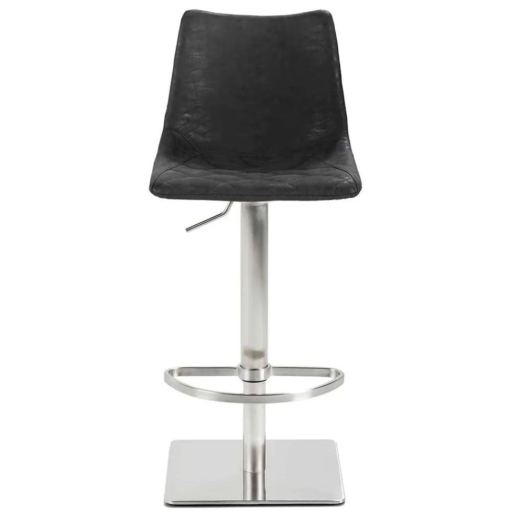 Wohnen Drehbarer Tresenstuhl aus Kunstleder Schwarz - Sanlina