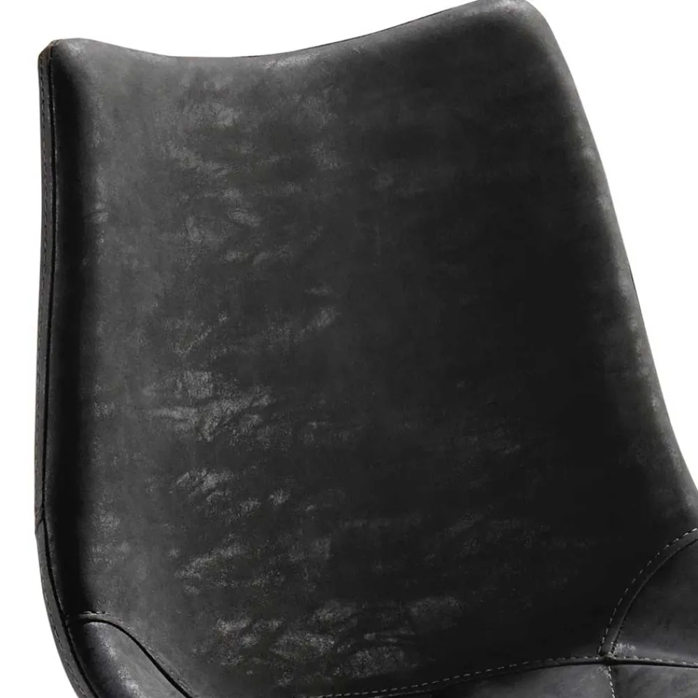 Wohnen Drehbarer Tresenstuhl aus Kunstleder Schwarz - Sanlina