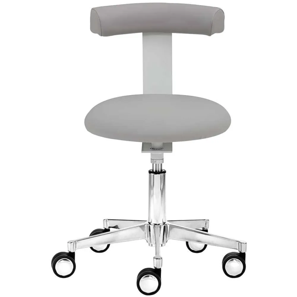 Wohnen Drehhocker mit Lehne in Grau & Alu - Liony