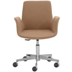 Wohnen Drehstuhl mit Armlehnen in Hellbraun Microfaser - Croco