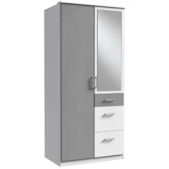 Wohnen Jugendzimmerschränke*Drehtürenkleiderschrank in Lichtgrau - Karimos